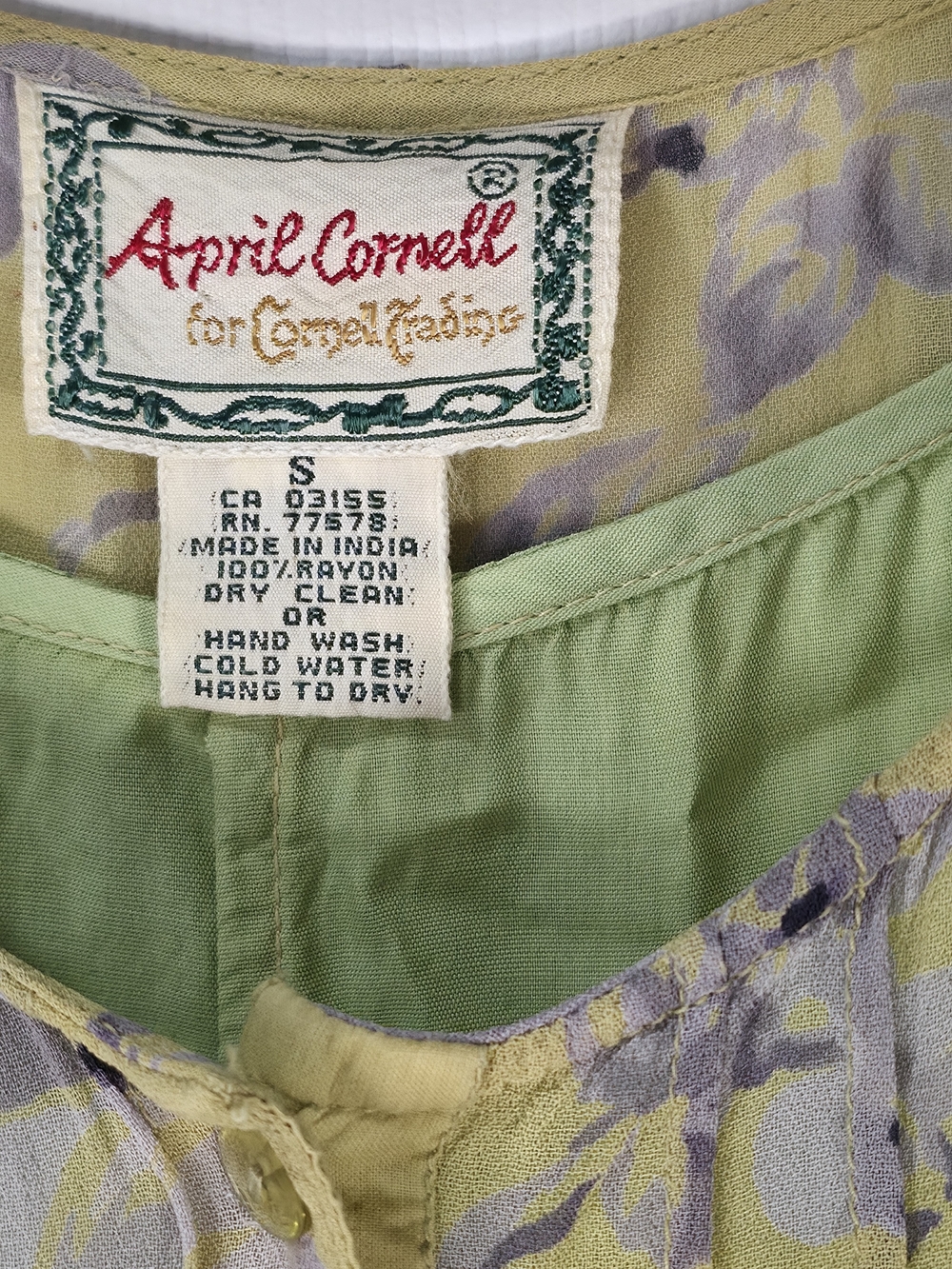 April Cornell 90s Sheer Yellow Floral Maxi Dress Set S Cotton & Rayon Cottagecor - Picture 3 of 9